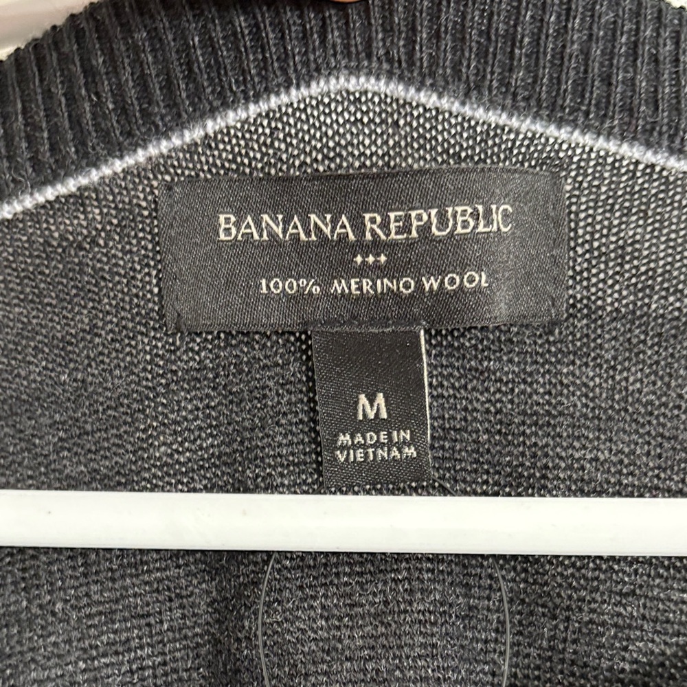 Banana Republic Men's Striped Crewneck Sweater - Black, Gray, and Cream - Picture 2 of 5